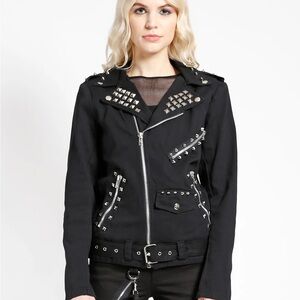 TRIPP NYC JUDAS JACKET Punk Rock Studded Black Motor Jacket, Small, New